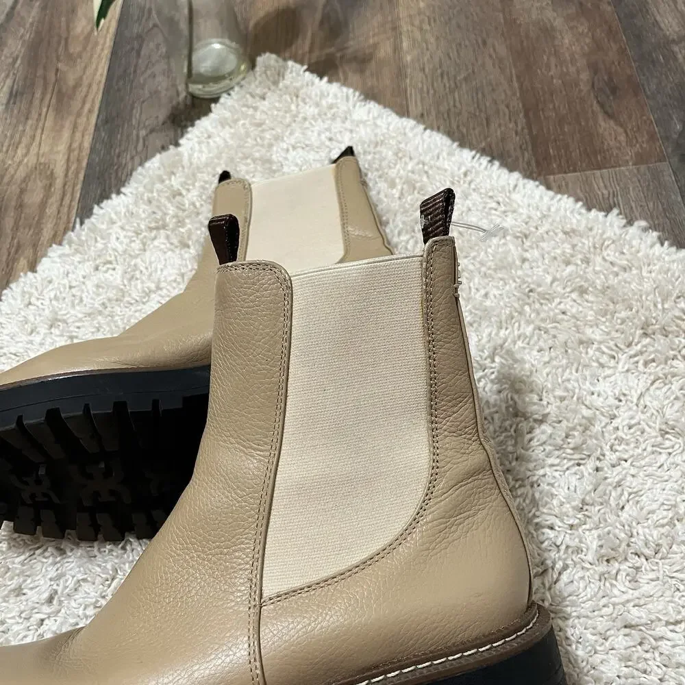 Sam Edelman Size 7 M Tan Sesame Waterproof Leather Laguna Chelsea Boots